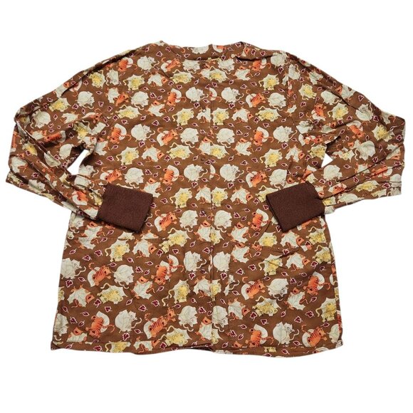 Nurse Scrub Cotton Crest Nurse Scrub Top Jacket Fall Kitty Cat Size XS - Picture 1 of 8